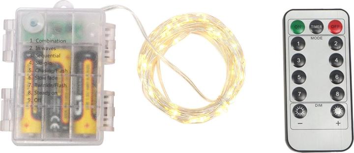 Casativo Micro-chaîne lumineuse LED pour intérieur & extérieur, 100 LED blanc chaud, sur batterie, 10 m (10 m)