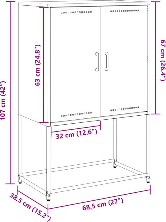 Nutritional values and ingredients VidaXL Highboard (68.5 x 38.5 x 107 cm)