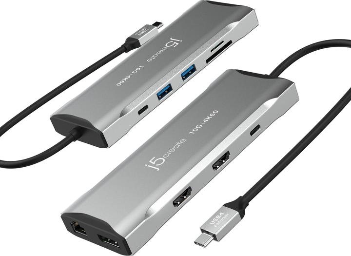 Actual product image j5Create JCD397 4K60 Elite USB-C® Multi-Monitor Mini Dock, Space Grey (USB-C, 3 Ports)