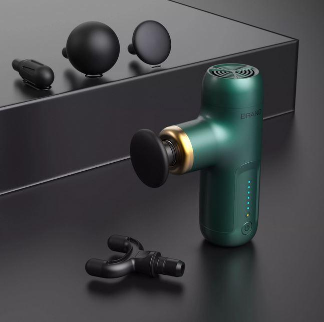 Actual product image PhoneLook Mini Massage Gun BLD-307 6 niveaux de vibration & 4 embouts inclusus