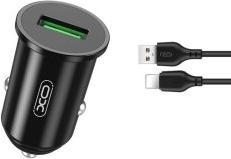Actual product image xO car charger TZ12 QC 3.0 18W 1x USB black + Lightning cable