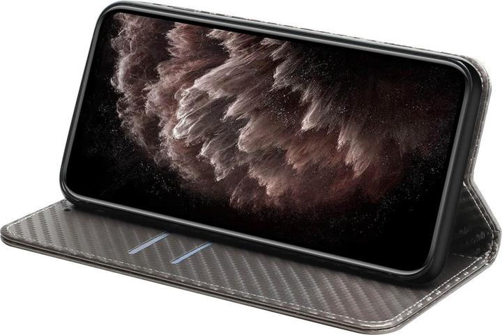 Produktbild Cover-Discount iPhone 14 Plus - Carbon Look Flip Case Hülle grau (Apple iPhone 14 Plus)