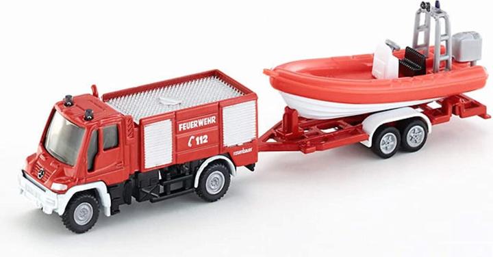 Produktbild Siku Unimog Feuerwehr mit Boot