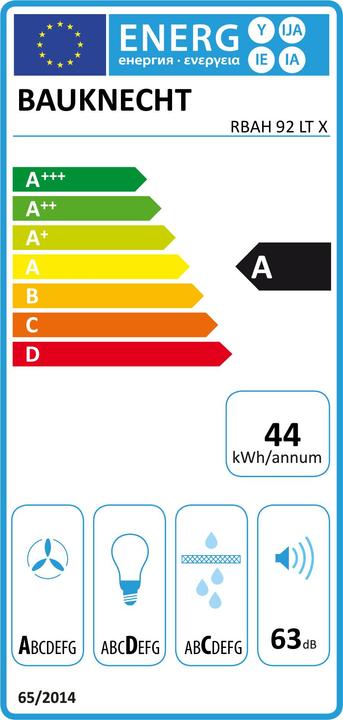 Energie-Label Bauknecht RBAH 92 LT X (Flachschirmhaube)
