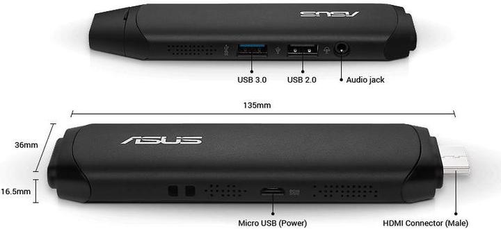 Actual product image ASUS VivoStick TS10-B189D (Intel Atom x5-Z8350, 2 GB)