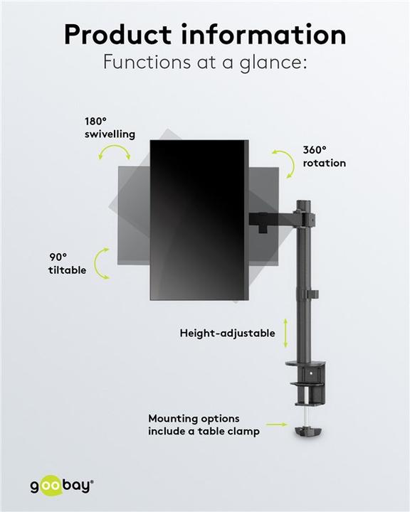 Image du produit Goobay Support d'écran Single Flex (Tables, 32")