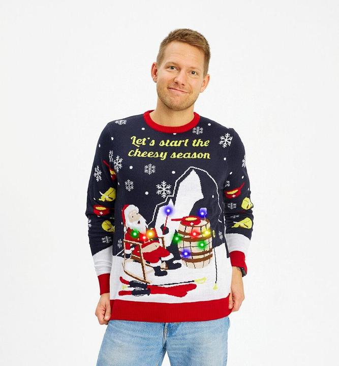 Actual product image Christmas Sweats Let's start the cheesy season Swiss Edition LED Sweater (S)