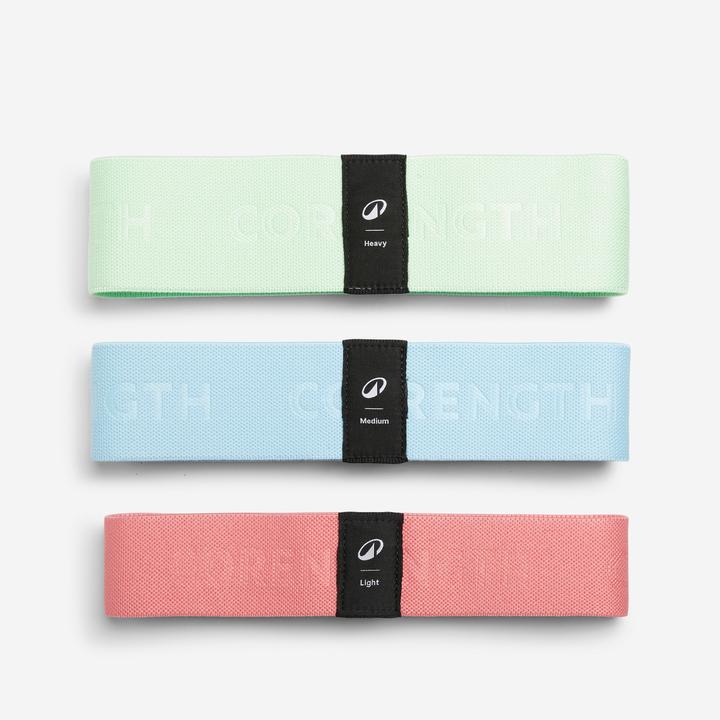Image du produit Corength Pack de 3 élastiques textiles pour fessier de fitness (0.31 m, Léger, Fort, Moyen)
