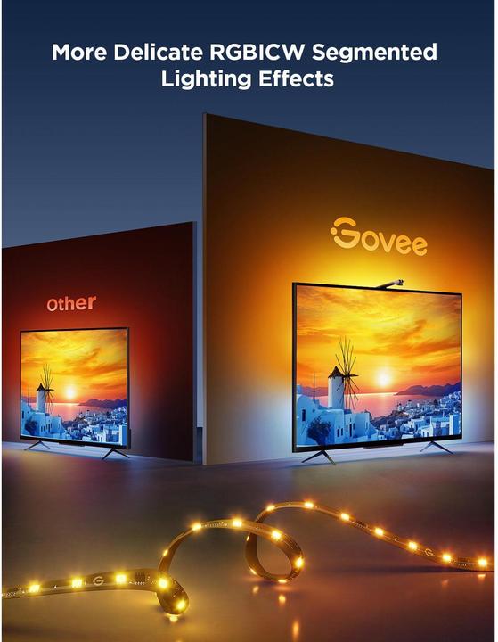 Image du produit Govee Rétroéclairage TV envisagé (Blanc chaud, RGBIC, 500 cm, Intérieur)