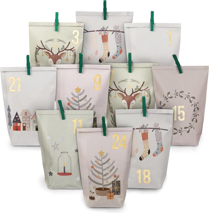 G. Wurm Advent calendar bags with clips Christmas motif, 72 pieces