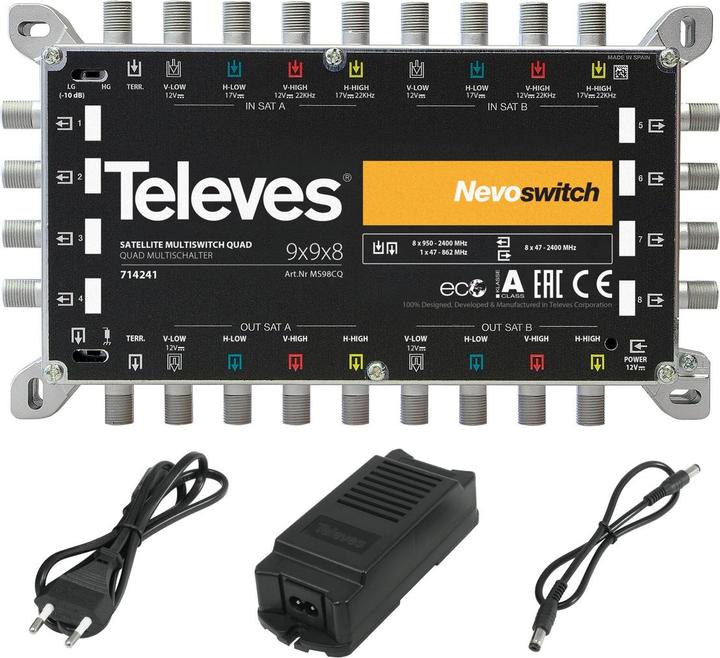 Televes Switching matrix MS 98NCQ 9 inputs 8 outputs active Cast iron (Antenna cable)