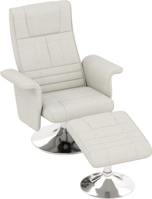 Swisshandel24 Massagesessel mit Fusshocker, elektrischer Relaxsessel mit Liegefunktion Creme
