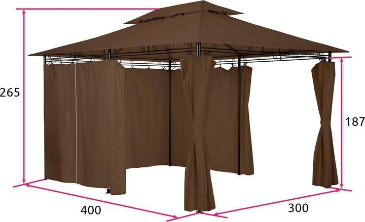 Produktbild tectake Luxus Garten Pavillon (400 cm, 300 cm)