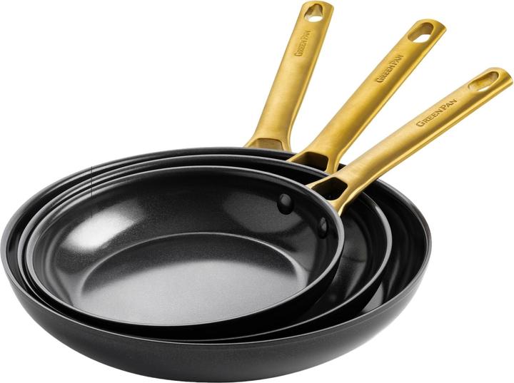 Greenpan Ceramic pans PADOVA Black 20 + 24 + 28 cm (28 cm, Frying pan, Aluminium)