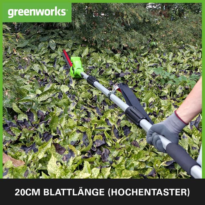 Produktbild Greenworks G24PSHK2 2-in-1 Akku Stabheckenschere inkl. Akku 2Ah und Ladegeraet (Akkubetrieb)