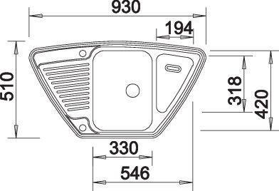 Actual product image Blanco Tipo 9 E (Top-mounted sink, 93 cm, 51 cm)