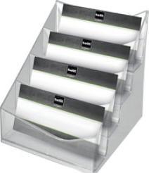Produktbild Helit 4-fach Visitenkartenständer "the helpdesk" glasklar Material: Polysterol, glasklar, Fachtiefe: 20 mm