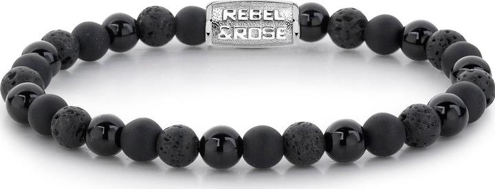 Rebel & Rose Stones Only Black Rocks Bracelet (19 cm, Edelstahl)