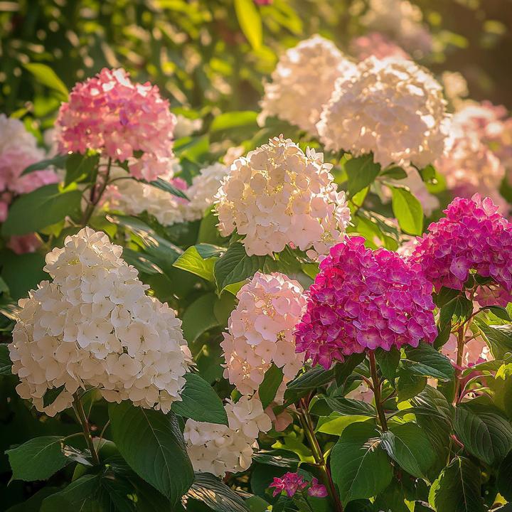 Actual product image Plant in a Box Hortensia Paniculata 'Pink Lady', 'Phantom', 'Silver Dollar' - Set of 6 hydrangeas (25 cm)
