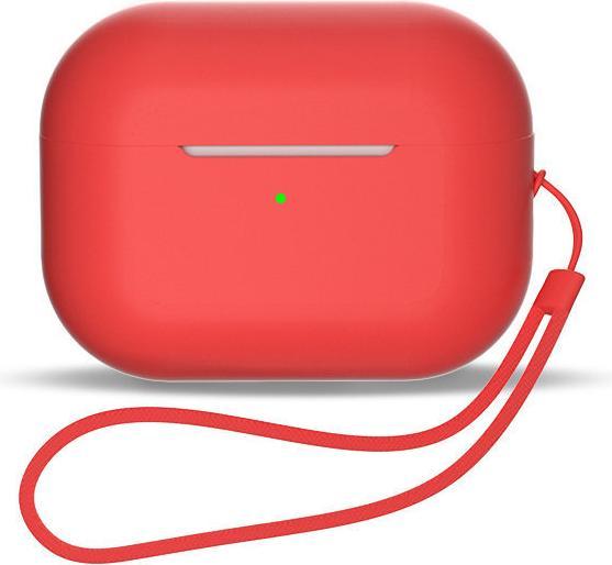 Produktbild Hurtel Silikonhülle für AirPods 1 / AirPods 2 + Trageschlaufe Lanyard - rot (Kopfhörer Tasche)