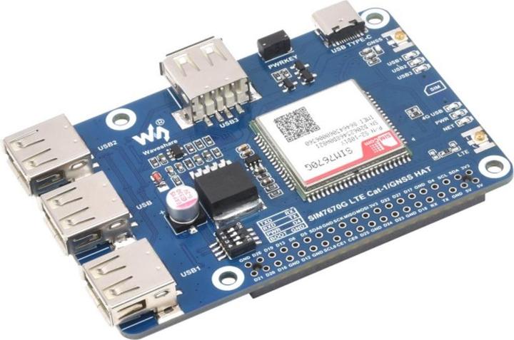 Image du produit WaveShare SIM7670G 4G LTE/GPS HAT pour Raspberry Pi