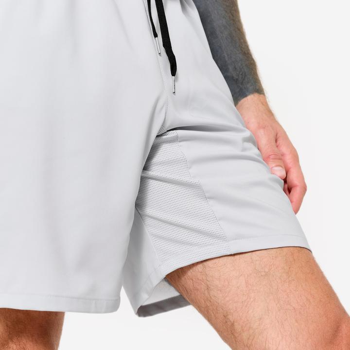 Actual product image Domyos Shorts Herren atmungsaktiv Reissverschlusstaschen - hellgrau (M)