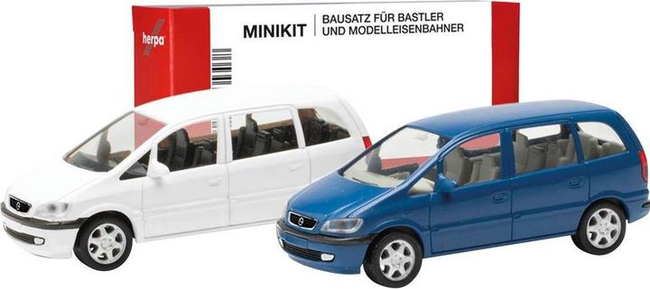 Herpa 013932 H0 PKW Modell Opel Zafira, blau und weiss