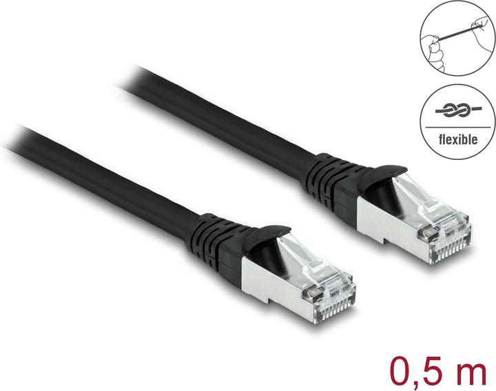 Produktbild Delock RJ45 Netzwerkkabel Cat.6A S/FTP PUR Outdoor 0,5 m schwarz (S/FTP, CAT6a, 0.50 m)