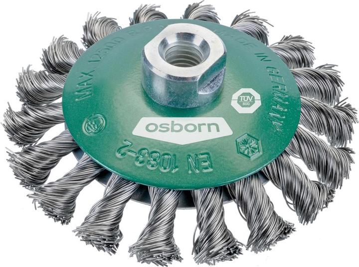 Productafbeelding Osborn 2622331 Conische borstel M14 geknoopt van roestvrij staaldraad, 100 x 0,35 mm (P100)