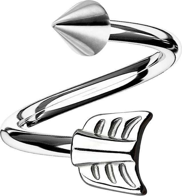 Star Piercing Spirale silber mit Cone und Pfeil (Chirurgenstahl 316L)