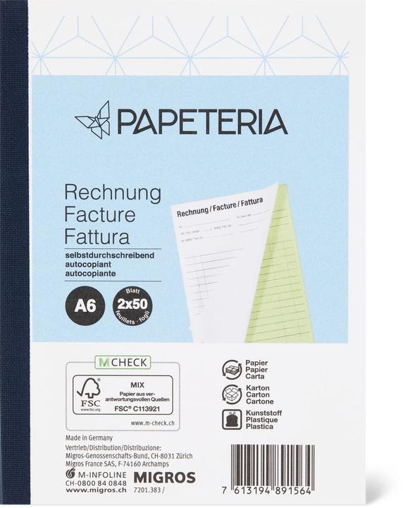 Produktbild Papeteria A6 Rechnung
