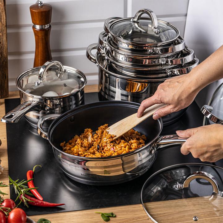Image du produit Klausberg Set de casseroles en acier inoxydable avec couvercle en verre, 6 pièces (Ensemble de casseroles et de poêles de cuisson, Acier inoxydable)
