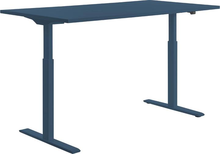 Actual product image Topstar E-Table electric height-adjustable desk petrol blue rectangular, T-leg frame blue (80 x 68 cm)