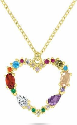 Brilio Silver - Beautiful silver heart necklace with colored zircons NCL178W