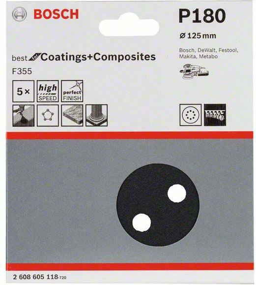 Actual product image Bosch Professional Zubehör PRO F355 sanding sheet, 125 mm, G180 (180)