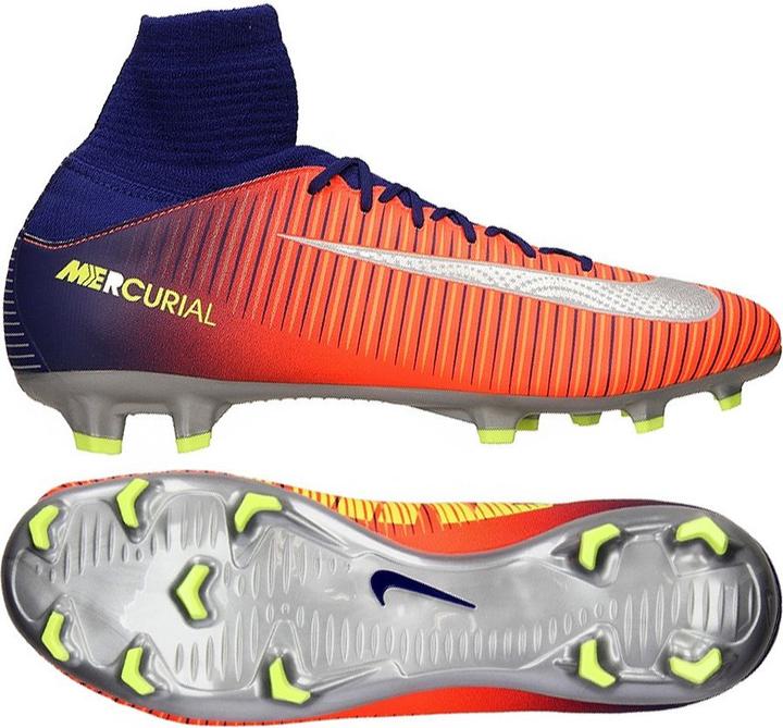 Actual product image Nike Jr Mercurial Superfly V FG football shoes, orange and navy blue, size 36 (831943 409) (36)