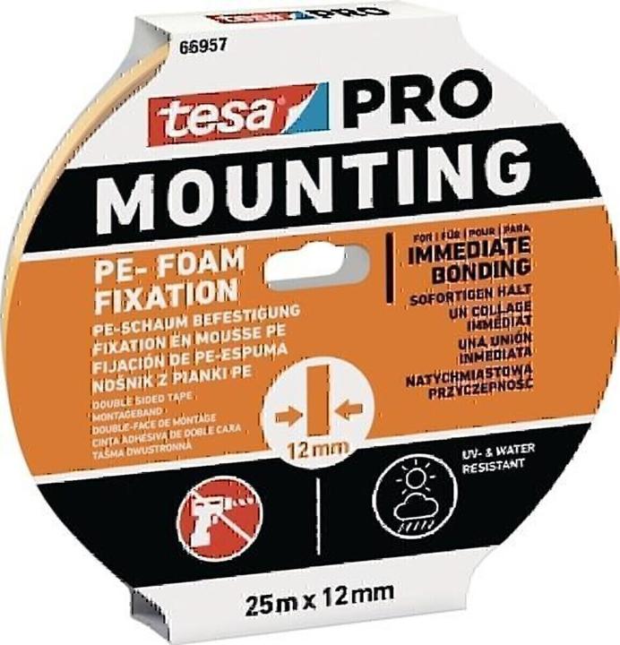 Actual product image tesa PRO PE-Fixation mounting tape, 25m x 12mm - for secure mounting indoors and outdoors (12 mm)