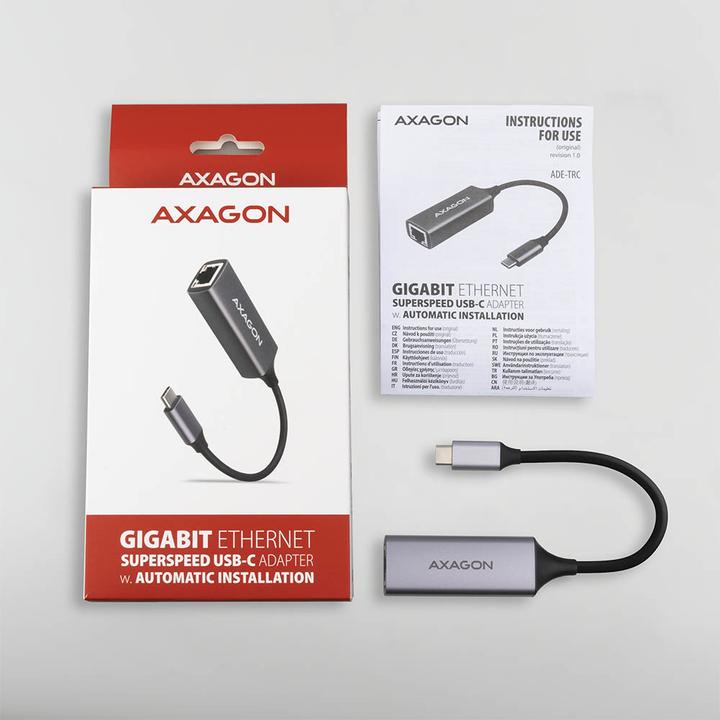 Produktbild Axagon ADE-TRC Gigabit Ethernet 10/100/1000 Adapter - USB 3.1 Typ C, Titangrau (USB 3.1, RJ45 (1x))