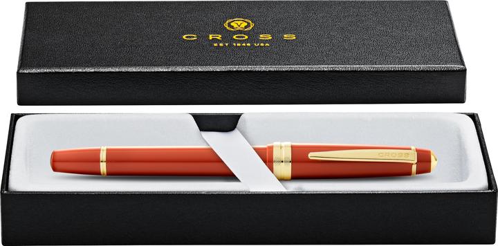Actual product image Cross Fountainpen Bailey light glossy amber, gold tone trim, XF-nib, in giftbox (Gold, Amber, 1 x)