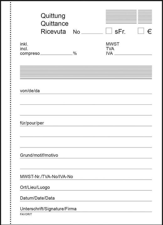 Favorit Carbon Copy Book OK Bonus Receipts (84 x)