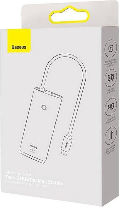 Actual product image Baseus Hub OS Lite 6-Port (Type-C to HDMI+USB3.0*2+PD+SD/TF) (black) (USB-C, 6 Ports)