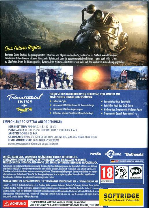 Produktbild Bethesda Fallout 76 - Tricentennial Edition (PC, DE)