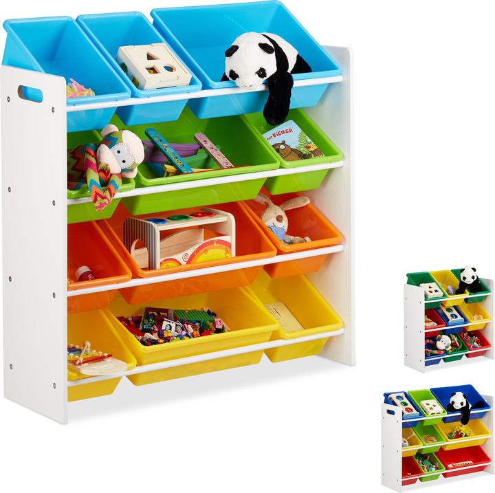 Relaxdays Scaffale per bambini con bidoni