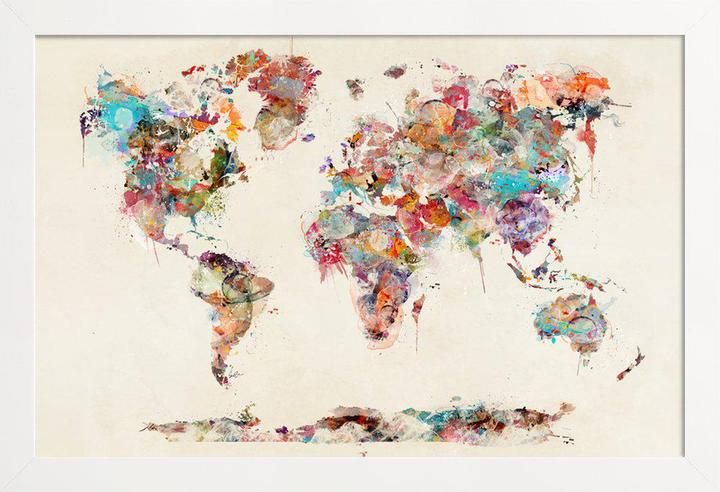 Actual product image Juniqe World Map Watercolor (13 x 18 cm)