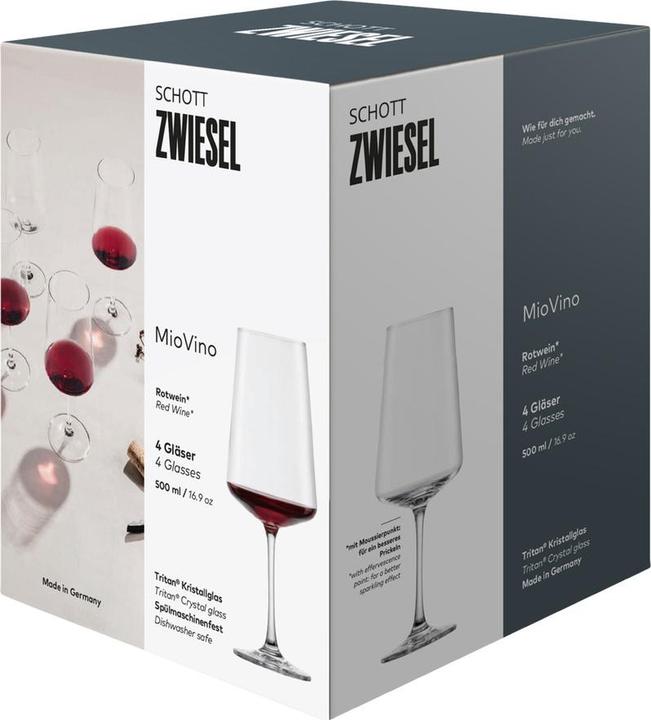 Produktbild Schott Zwiesel Rotweinglas MioVino 0 4 Stück (50 cl, 4 Gläser, Rotweingläser)