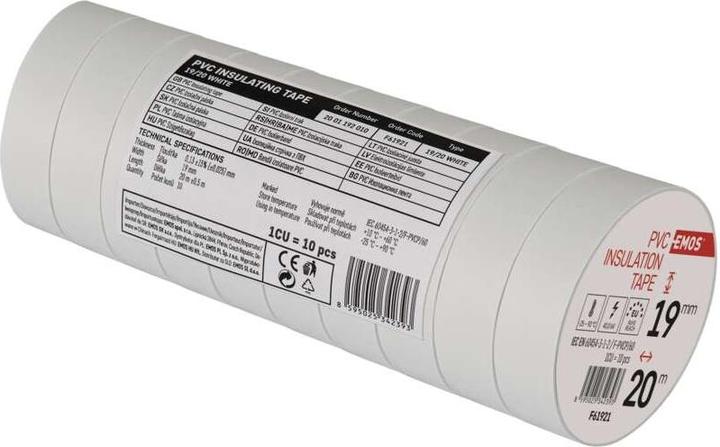 Produktbild Emos Isolierband PVC 19mm/20m weiss, 10 Stk. (19 mm)