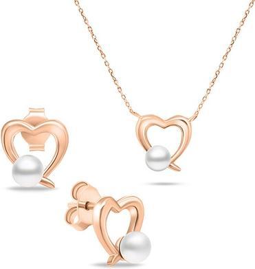 Immagine prodotto Brilio Set di gioielli romantici in argento e bronzo con perle - Orecchini e collana