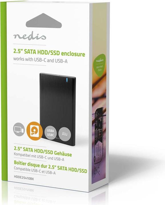 Image du produit Nedis Boîtier pour disque dur 2,5 " | USB 3.2 Gen1 | USB Type-A / USB Type-C™ | Ordinateur portable / PC (2.5")