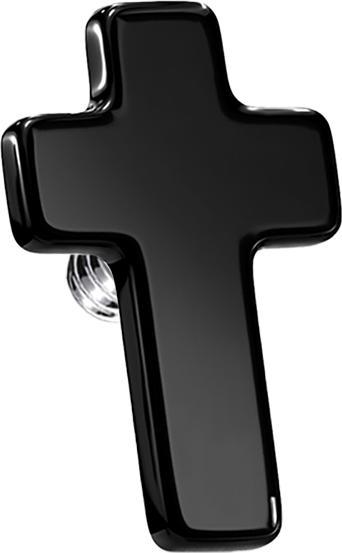 Star Piercing Dermal Anchor Kreuz schwarz (ohne Messing, Chirurgenstahl 316L)