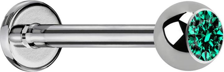 Star Piercing Micro Labret silber mit Kugel und Kristall türkis (Titan G23, ohne Messing)